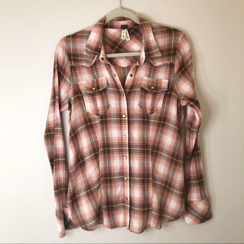 Free People We The Free Lace Up Plaid Flannel